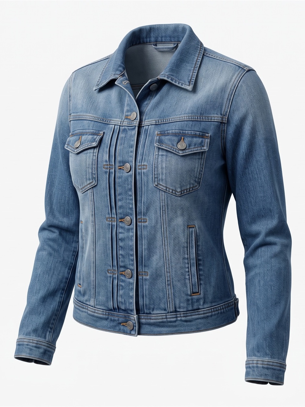 Women's J. Crew Blue Denim Jacket - Casual Button-Front Jean Jacket Medium
